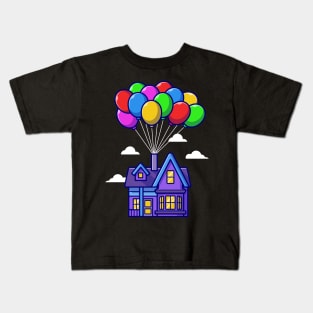 Floating House With Balloon Cartoon Kids T-Shirt